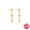 Wholesale S925 Sterling Silver Four Leaf Clover Tassel Geometric Pattern Electroplated Women's Earrings