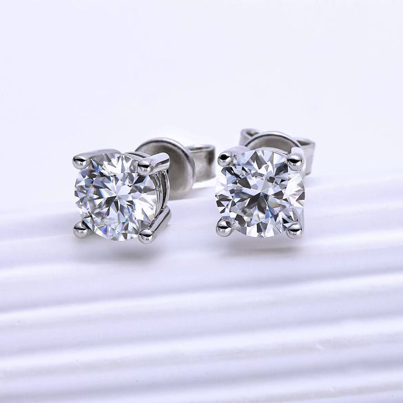 Wholesale S925 Sterling Silver Fourclaw Stud Earrings With Geometric Pattern And Electroplating Treatment Light Luxury Classic Versatile For Women