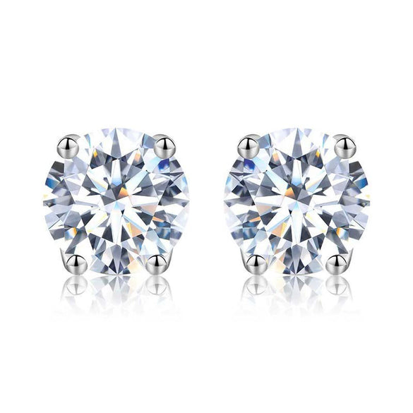 Wholesale S925 Sterling Silver Fourclaw Stud Earrings With Geometric Pattern And Electroplating Treatment Light Luxury Classic Versatile For Women