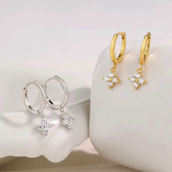 Wholesale S925 Sterling Silver Fourleaf Clover Earrings For Women Light Luxury Fashion Zircon