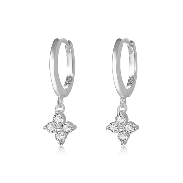 Wholesale S925 Sterling Silver Fourleaf Clover Earrings For Women Light Luxury Fashion Zircon