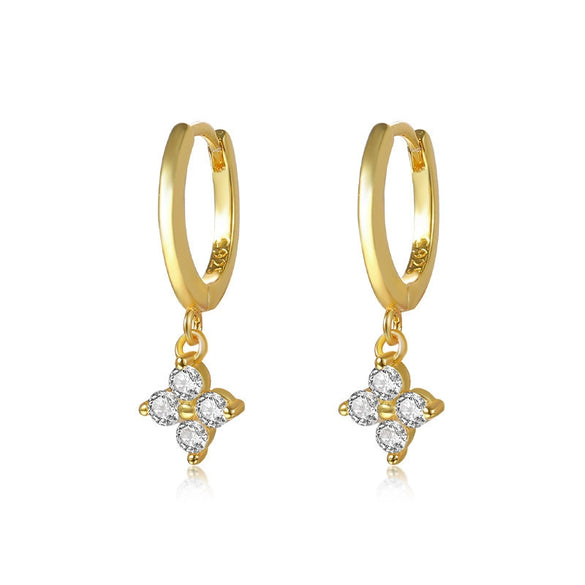 Wholesale S925 Sterling Silver Fourleaf Clover Earrings For Women Light Luxury Fashion Zircon