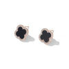 Wholesale S999 Sterling Silver Fourleaf Clover Electroplated Geometric Fashion Earrings Unisex