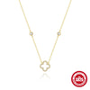 Wholesale S925 Sterling Silver Fourleaf Clover Geometric Patterned Diamondstudded Stacking Pendant Necklace With Adjustable Clavicle O Word Chain Electroplated