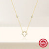 Wholesale S925 Sterling Silver Fourleaf Clover Geometric Patterned Diamondstudded Stacking Pendant Necklace With Adjustable Clavicle O Word Chain Electroplated