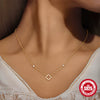Wholesale S925 Sterling Silver Fourleaf Clover Geometric Patterned Diamondstudded Stacking Pendant Necklace With Adjustable Clavicle O Word Chain Electroplated