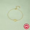 Wholesale S925 Sterling Silver Fourleaf Clover Hollow Minimalist Women's Bracelet With Real Gold Electroplating