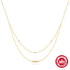 Wholesale S925 Sterling Silver Fourleaf Clover Oval Geometric Minimalist Double Layer Overlapping Clavicle Necklace With Electroplating