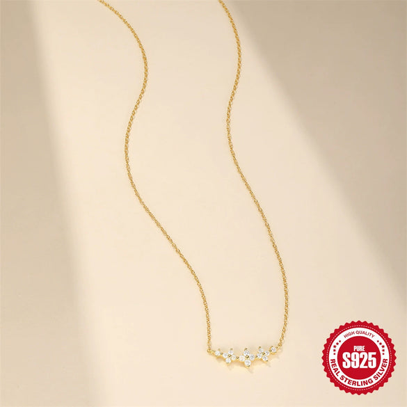 Wholesale S925 Sterling Silver Fourleaf Clover Pendant Necklace With Electroplating And O Chain Light Luxury And Exquisite Mini Flower Design