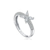Wholesale S925 Sterling Silver Fourleaf Clover Ring Electroplated With Platinum Or 18K Gold Inlaid With Zircon Geometric Style Women's And Unisex Ring