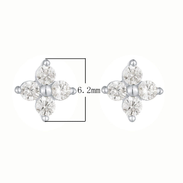 Wholesale S925 Sterling Silver Fourleaf Clover Zircon Earrings For Women With Flower Pattern And Diamond Treatment