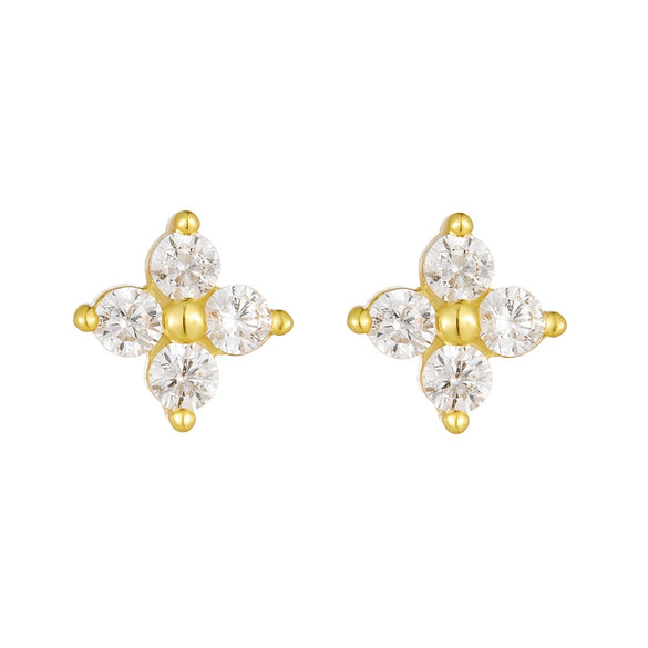 Wholesale S925 Sterling Silver Fourleaf Clover Zircon Earrings For Women With Flower Pattern And Diamond Treatment