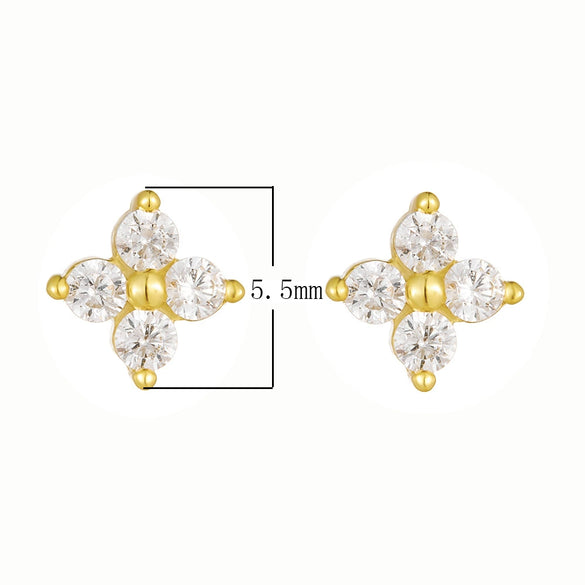 Wholesale S925 Sterling Silver Fourleaf Clover Zircon Earrings For Women With Flower Pattern And Diamond Treatment