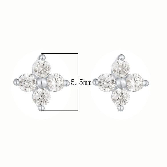 Wholesale S925 Sterling Silver Fourleaf Clover Zircon Earrings For Women With Flower Pattern And Diamond Treatment