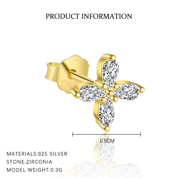Wholesale S925 Sterling Silver Fourleaf Clover Zircon Inlaid Women's Earrings