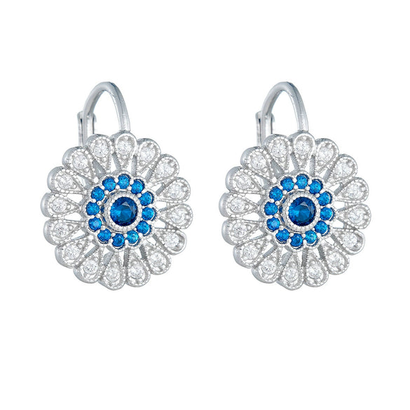 Wholesale S925 Sterling Silver French Fashion Elegant Microencrusted Zircon Sunflower Flowershaped Earrings For Women