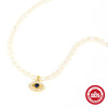 Wholesale S925 Sterling Silver French Millet Pearl Choker With Devil's Eye Diamond For Ladies O Chain Geometric Style Electroplated