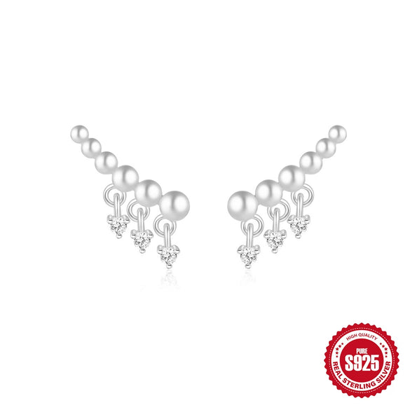 Wholesale S925 Sterling Silver French Retro Beaded Mountaineering Earrings With Tassel And Round Beads Drop Shape Electroplated