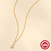 Wholesale S925 Sterling Silver Fresh Water Drop Geometric Onecharacter Stacked Clavicle Chain With Electroplating For Women