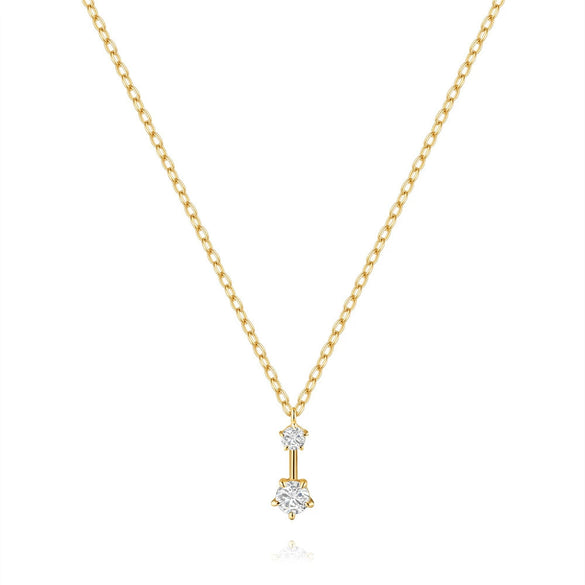 Wholesale S925 Sterling Silver Fresh Water Drop Geometric Onecharacter Stacked Clavicle Chain With Electroplating For Women
