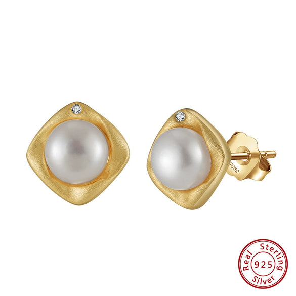 Wholesale S925 Sterling Silver Freshwater Pearl Simple Style Women's Earrings