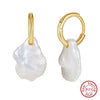 Wholesale S925 Sterling Silver Freshwater Pearl Women's Simple Natural Style Irregular Earrings