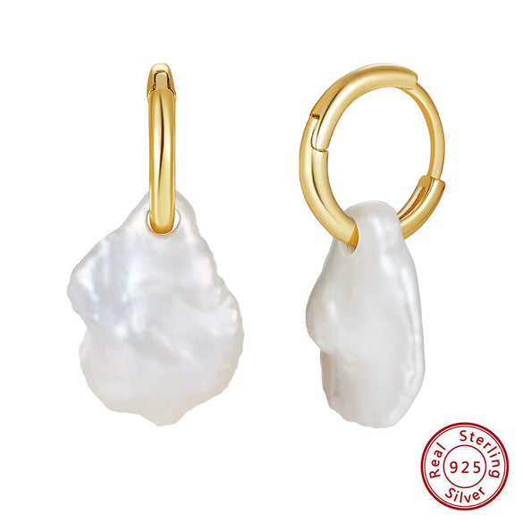 Wholesale S925 Sterling Silver Freshwater Pearl Women's Simple Natural Style Irregular Earrings