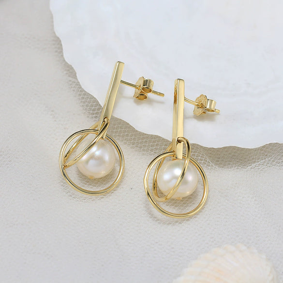 Wholesale S925 Sterling Silver Freshwater Pearl Women's Simple Style Earrings