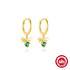 Wholesale S925 Sterling Silver Fun Bee Inlaid Green Diamond Geometric Earrings With Electroplating