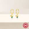 Wholesale S925 Sterling Silver Fun Bee Inlaid Green Diamond Geometric Earrings With Electroplating