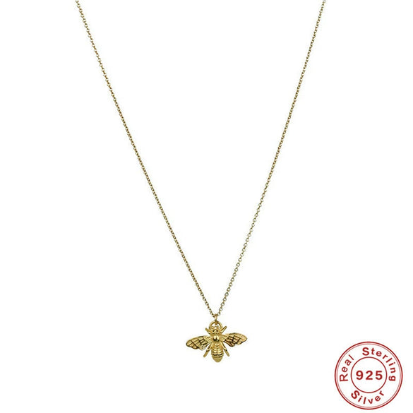 Wholesale S925 Sterling Silver Funny Insect Bee Geometric O Chain Necklace For Women With Electroplating Treatment