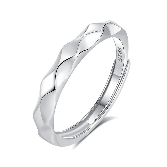 Wholesale S925 Sterling Silver Galaxy Open Couple Ring With Star And Rhombus Patterns And Diamond Design