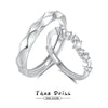 Wholesale S925 Sterling Silver Galaxy Open Couple Ring With Star And Rhombus Patterns And Diamond Design