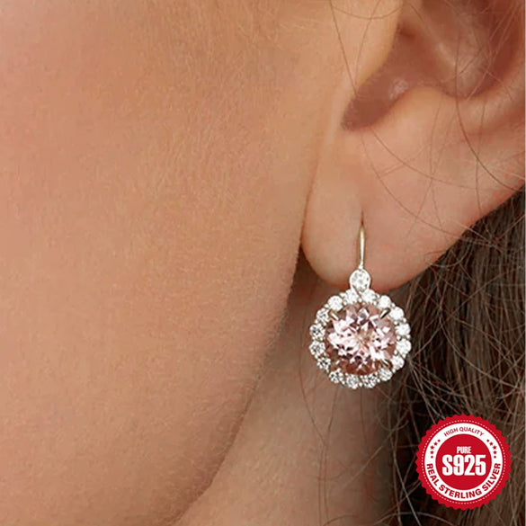 Wholesale S925 Sterling Silver Gemstone Earrings With Geometric Pattern Light Luxury Style High Level Anti Allergic Ear Buckle
