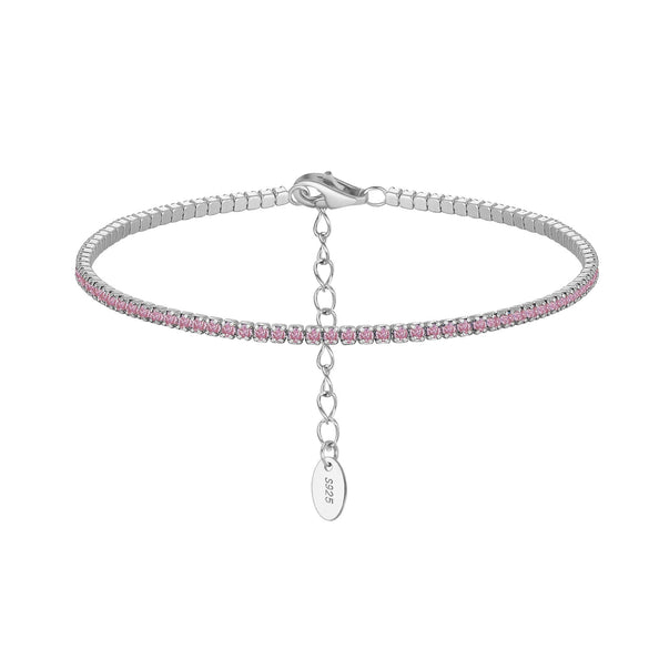 Wholesale S925 Sterling Silver Geometric Adjustable Tennis Chain Bracelet Jewelry Electroplated