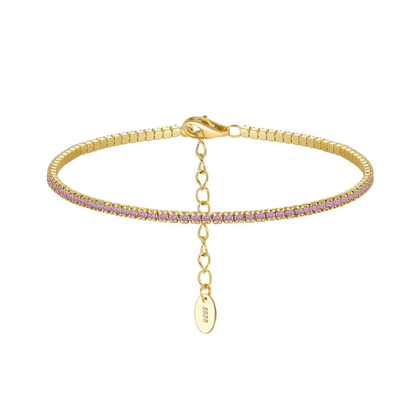 Wholesale S925 Sterling Silver Geometric Adjustable Tennis Chain Bracelet Jewelry Electroplated