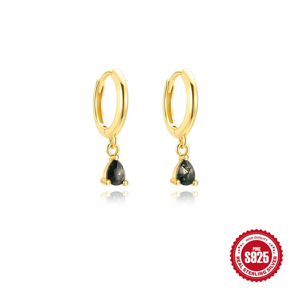 Wholesale S925 Sterling Silver Geometric Agate Lapis Lazuli Women's Elegant Luxury Earrings With Electroplating
