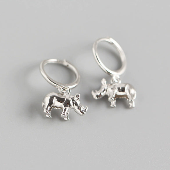 Wholesale S925 Sterling Silver Geometric Animal Rhino Earrings With Electroplating