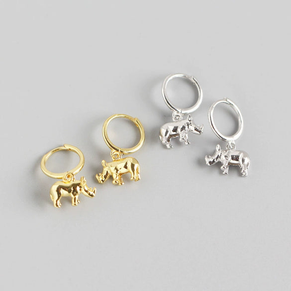 Wholesale S925 Sterling Silver Geometric Animal Rhino Earrings With Electroplating