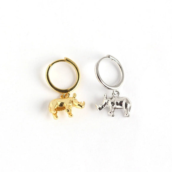 Wholesale S925 Sterling Silver Geometric Animal Rhino Earrings With Electroplating