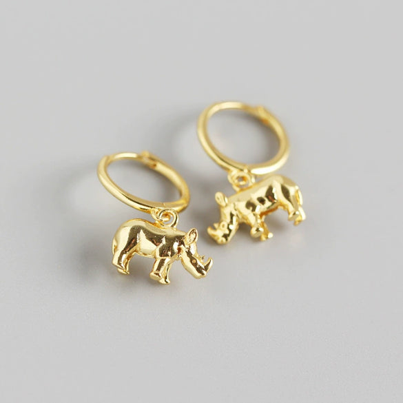 Wholesale S925 Sterling Silver Geometric Animal Rhino Earrings With Electroplating