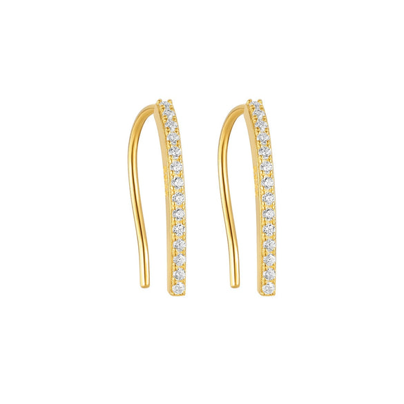 Wholesale S925 Sterling Silver Geometric Arc Line Minimalist Electroplated Ear Clip Earrings For Women
