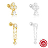 Wholesale S925 Sterling Silver Geometric Ball Puncture Thread Ear Nail Chain Tassel Earrings With Environmental Protection Electroplating For Women