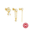 Wholesale S925 Sterling Silver Geometric Ball Puncture Thread Ear Nail Chain Tassel Earrings With Environmental Protection Electroplating For Women