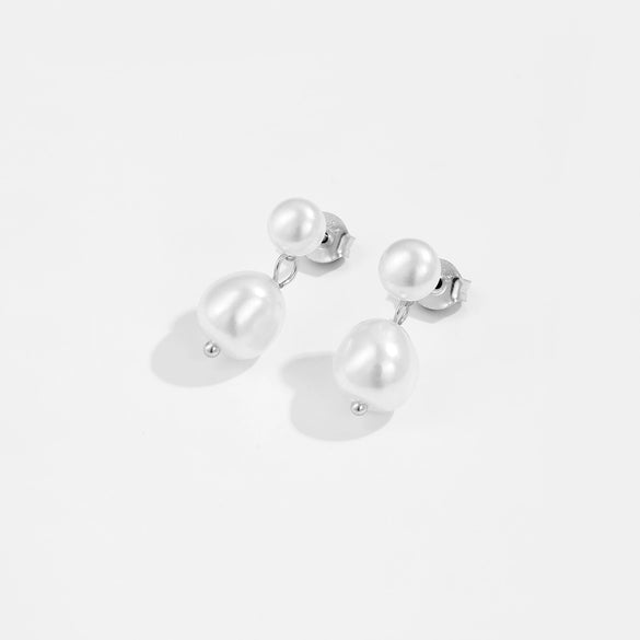 Wholesale S925 Sterling Silver Geometric Baroque Asymmetrical Specialshaped Beads Freshwater Pearl Earrings For Women