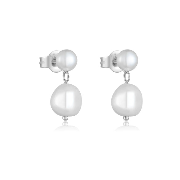 Wholesale S925 Sterling Silver Geometric Baroque Asymmetrical Specialshaped Beads Freshwater Pearl Earrings For Women