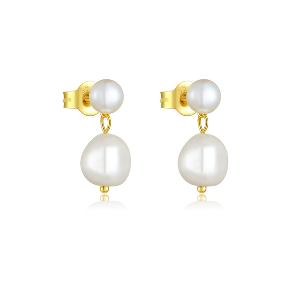 Wholesale S925 Sterling Silver Geometric Baroque Asymmetrical Specialshaped Beads Freshwater Pearl Earrings For Women