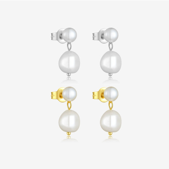 Wholesale S925 Sterling Silver Geometric Baroque Asymmetrical Specialshaped Beads Freshwater Pearl Earrings For Women