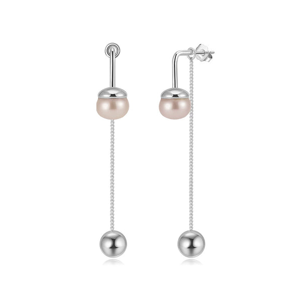 Wholesale S925 Sterling Silver Geometric Baroque Natural Freshwater Pearl Earrings For Women With Electroplating