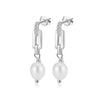 Wholesale S925 Sterling Silver Geometric Baroque Natural Freshwater Pearl Earrings For Women With Electroplating